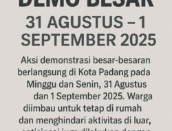Kota Padang Bersiap Hadapi Demo Besar 31–1 September, Warga Diimbau Tetap di Rumah